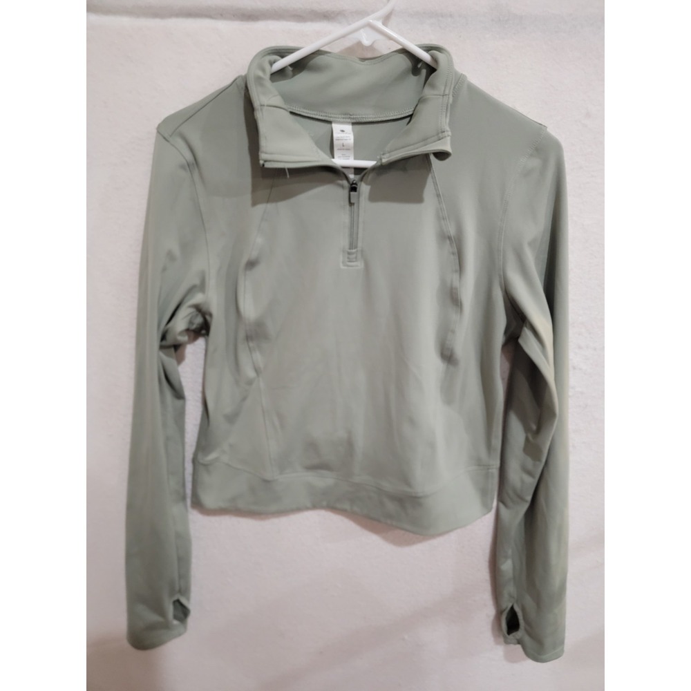 Yogalicious Lux Crosstrain Everyday Half Zip Pullover Sage Green Sz L Thumbholes